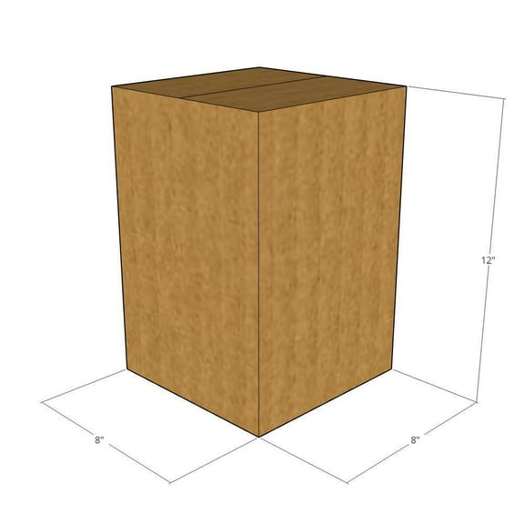 8x8x12 Kraft Brown Corrugated Shipping Boxes, 32 ECT Single-Wall, Qty 200