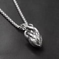 thumbnail image 2 of GKNET Solid Stainless Steel Mens Anatomical Real Human Heart Pendant Necklace, 2 of 8
