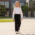 thumbnail image 3 of RMGVDSD Girls Straight Leg Pants Back to School Trousers Loose Classic Fit Dress Pants Elastic Waist Casual School Uniform Pants for Kids 7-8 Years, 3 of 7