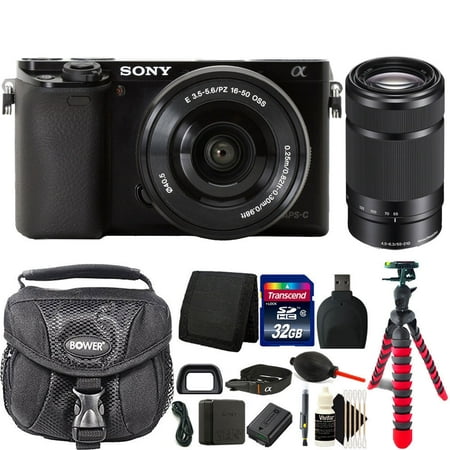 Sony Alpha a6000 24.3MP Built-In WIFI Black Mirrorless Digital Camera with 16-50mm & 55-210mm Lens Kit with Accessory