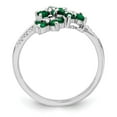 thumbnail image 2 of Sterling Silver 3 Flower Emerald and Diamond Ring Size 7, 2 of 6