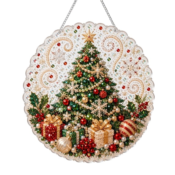 Christmas Pearl Diamond Art Hanging Ornament Kit - Christmas Pearl Art DIY Hanging Ornament Kit, ChristmasPearl Pendant Hangings Decor, Diamond Arts Window Suncatchers Holiday Wreath