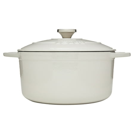 Lodge Cast Iron 5.5 Quart Enameled Cast Iron Dutch Oven, Oyster