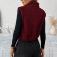 thumbnail image 6 of Womens Fleece Zip Up Vest Stand Collar Sleeveless Cropped Sherpa Waistcoat Casual Outerwear Layering Jacket for Fall Winter Daily Commute Outing,L,Wine, 6 of 7