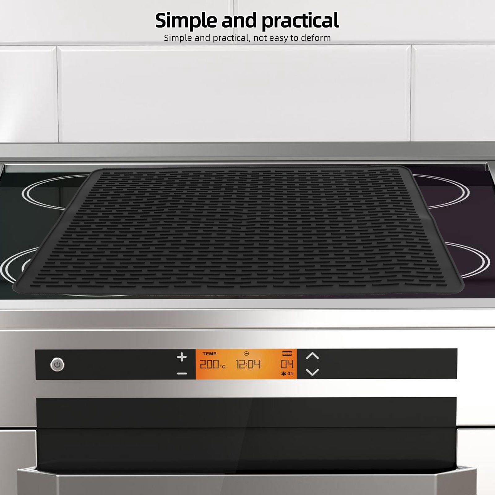 ADDHAT Flexible Wear-Resistant Silicone Cooker Pad Heat Proof Induction Cooktop Protector Mat Black