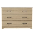 thumbnail image 2 of STYLIVIA Modern 6 Drawer Dresser for Adults with Metal Bar Handles, Wide Storage Bedroom Furniture, Oslo Oak, 47.0" W x 15.6" D x 31.7" H, 2 of 9