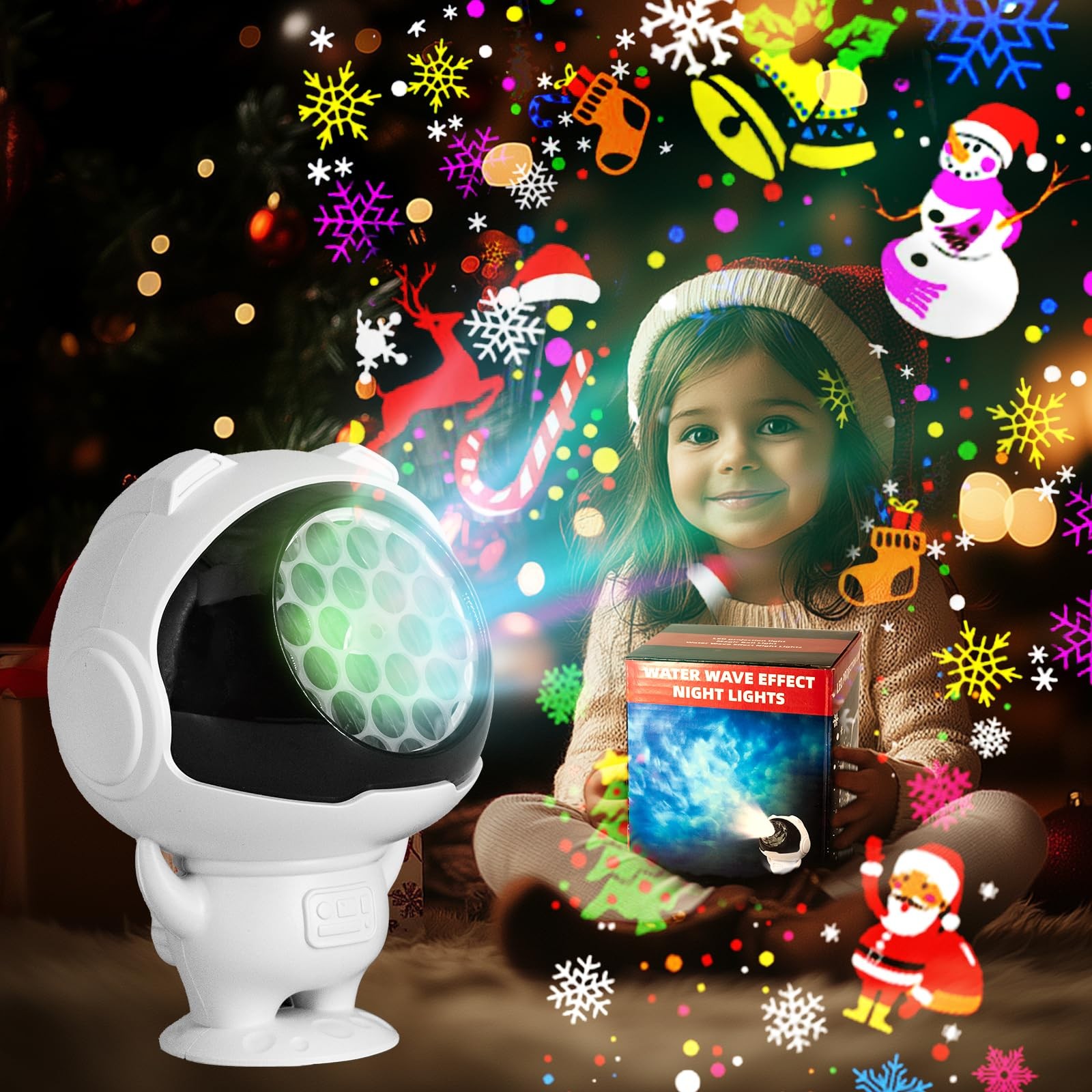 Projector Lights Indoor/Outdoor Led Lights Projector For Decorations Holiday Projector For Party 2024 Upgrade Indoor For Home， Gi Man Lamp Color Lights Space Lamps for Kids Elephant Baby Night Light