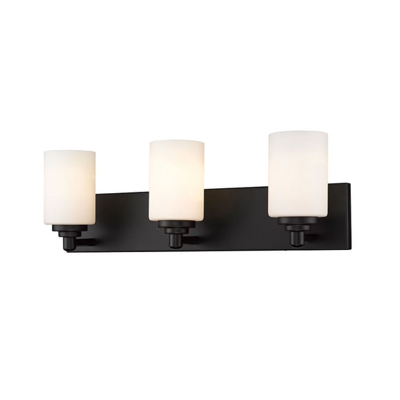 Z-Lite Soledad 3 Light Glass Steel Vanity Light in Matte Black