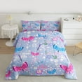 thumbnail image 2 of Manfei Cute Flower Daisy Queen Comforter Set,Pink Blue Butterfly Bedding Sets,Rustic Plant Bedding Comforter Set For Kids,Breathable Home Decor,3pcs, 2 of 8