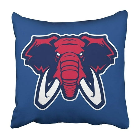 ARTJIA Mammoth Elephant Mascot Head Of African Emblem Design For Sport Team Face Aggressive Pillowcase Cover 16x16 inch