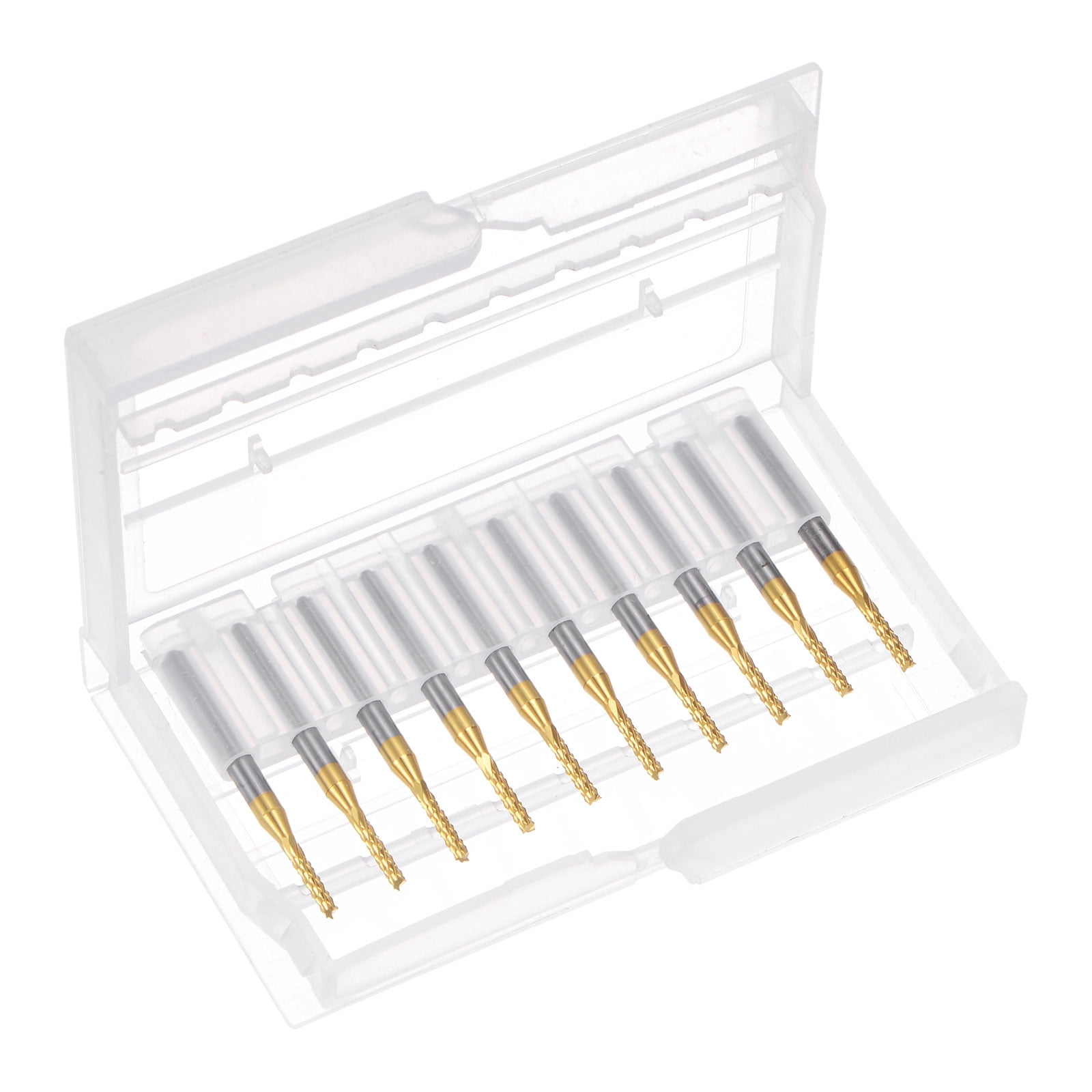 Uxcell  0.071'' Coat Carbide End Mill Engraving Milling Cutter CNC Router Bits Titanium Silver Tone 10Pcs