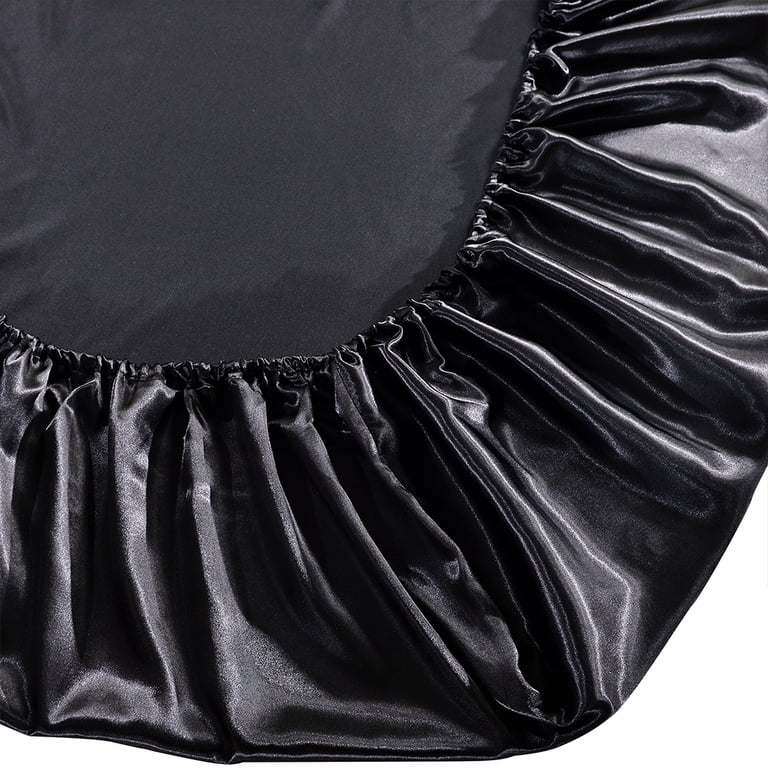 ANMINY Twin Satin Silk Fitted Sheet, Deep Pocket Black photo 8