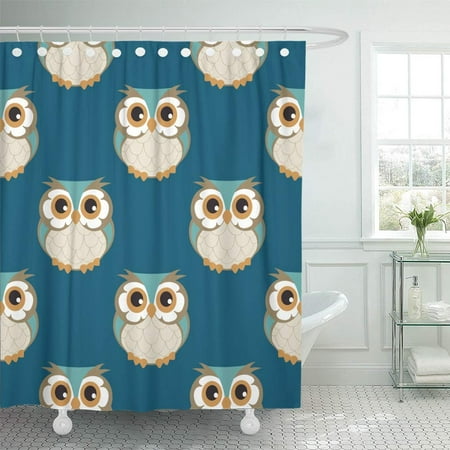 Colorful Owl Kitchen Decor PKNMT Colorful Animal Owl Beautiful Bird Black Cartoon Character Cheerful Child Bathroom Shower Curtains 60x72 inch ()