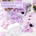 thumbnail image 3 of 48 Pcs/ 8 Set Bow Coquette Party Favors for Sleepover Spa Party Supplies Trip Weekend Girls Gifts, Folding Hairbrush with Mirror Eye Mask Headband Wristband Scrunchie Makeup Bag, 3 of 7