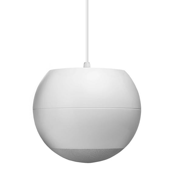 OSD Audio Nero Sphere 6.5" Hanging Pendant Speaker, Optional 70V Tap w/ Reinforced Cable Suspension, White