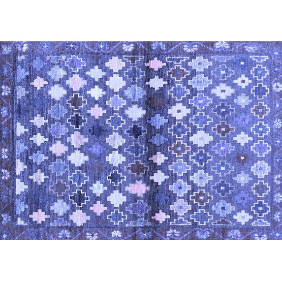 Ahgly Company Indoor Rectangle Southwestern Blue Country Area Rugs, 8' x 12'