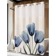 thumbnail image 4 of Blue Tulip No Hook Shower Curtain Waterproof, Bathroom Curtains with Snap in Liners and See Through Top Window, Rustic Spring Floral Summer Botanical Hotel Style Bathtub Curtains Shower 60"Wx72"L, 4 of 8