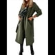 thumbnail image 3 of Chaqueta Clásica de Mujer con Solapa, Larga, Abertura Frontal y Cinturón, Abrigo Extra de Lana Verde M, 3 of 6