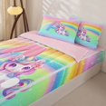 thumbnail image 3 of Homewish Unicorn Girls Zipper Twin Comforter Sets with Fitted Sheet and 2 Pillowcases,Colorful Ombre A Alphabet Zipper Bedding Set For Kids,Pink Reversible,4 Pieces, 3 of 7