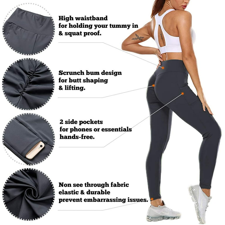 High Waist Yoga Pants with 2 Side Pockets for Women, Non See