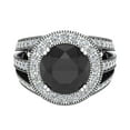 thumbnail image 4 of 18K White Gold Large Black Diamond Engagement Rings Round Cut Halo diamond proposal Rings 4.55 carat (G,VS1), 4 of 5