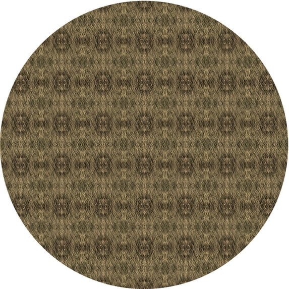 Ahgly Company Indoor Square Patterned Dark Gold Brown Area Rugs, 3' Square