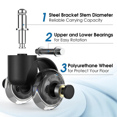 thumbnail image 4 of Office Chair Wheels,2 Inch Replacement Soft Mute Desk Caster Wheels for Work & Gaming Chair, Heavy Duty and Safe Rolling, 4 of 7