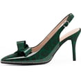 thumbnail image 2 of Women's Sexy Slingbacks Bow Stiletto Heels Closed Pointed Toe Pumps Bead Buckle Strap High Heels Dress Shoes, 2 of 12