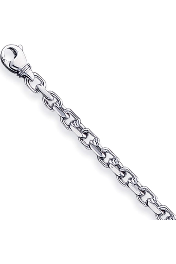 14K White Gold 4.6mm Hand-Polished Link Bracelet (8 X 4.6) Made In Peru wlk302-8