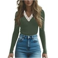 thumbnail image 5 of JUSLIO Womens Blouses Casual Solid Shirts Tops Fashion Long Sleeve V Neck Shirts Tops Army Green 2XL, 5 of 6