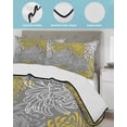 thumbnail image 4 of Quilts Queen Size, Yellow Gray Floral Soft Comforter Bedding Set for Bed, Farmhouse Retro Abstract Flowers Art Lightweight Quilted Bedspread with Pillow Cover(2 Pieces) for All Season, 90x96 Inch, 4 of 6