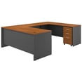 thumbnail image 1 of Pemberly Row Engineered Wood 72"W U-Shaped Desk w/ Mobile File - Natural Cherry, 1 of 7