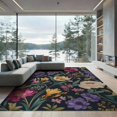 thumbnail image 2 of ODIKA 8'x10' Dark Floral Elegance with Isolated Blooms Washable Area Rug Elegant Nighttime Array for Sophisticated Decor for King Size Bedroom Under Bed, Master Suite, Non-Shedding, Easy Care, 2 of 7