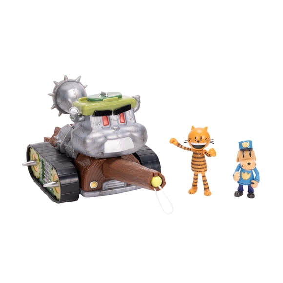 Playset JAKKS Dog Man Squirrel Tank Shooter con figuras de más de 4 años