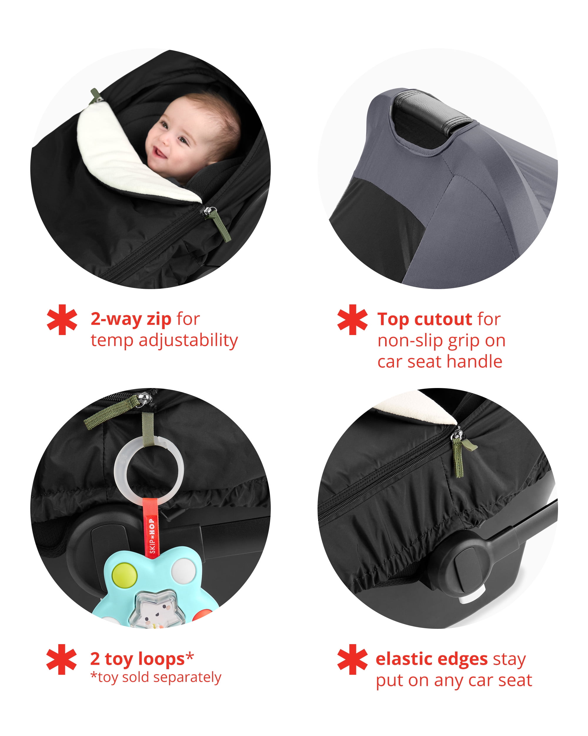 Skip Hop All Seasons Baby Car Seat Cover Universal Fit UPF40+ Sunshade