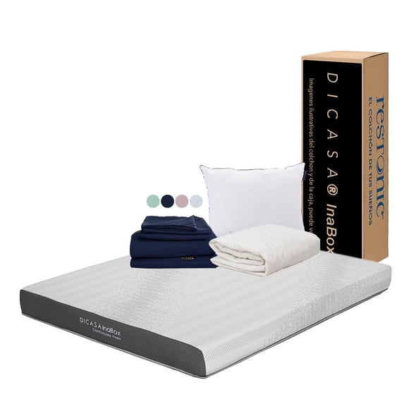 Colchón en caja Individual InaBox + Almohada One + Sábanas Softy + Protector de colchón