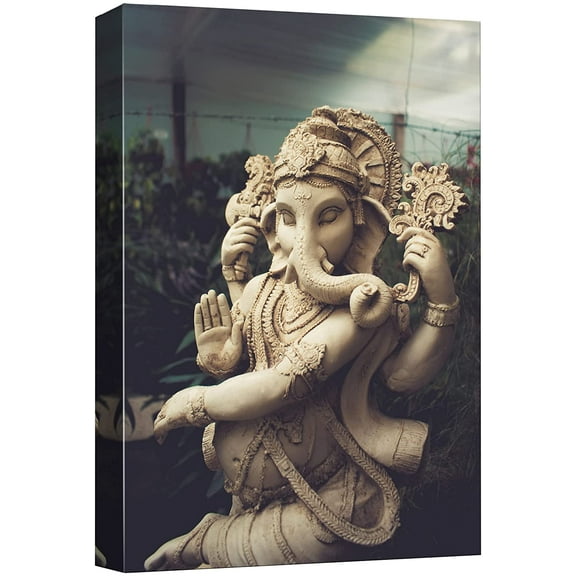 wall26 Canvas Print Wall Art Ganesha Elephant God of Wisdom Hindu Statue Cultural Religious Photography Realism Decorative Yoga Multicolor Relax/Calm Zen for Living Room, Bedroom, Office - 32"x4