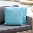 thumbnail image 4 of Set of 2 Teal Blue Solid Square Outdoor Throw Pillows 18", 4 of 4