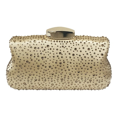 Sequin Beaded Purse - Chicastic Sequin Rhinestone Hard Box Cocktail Wedding Clutch Purse Gold