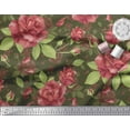 thumbnail image 3 of Soimoi Green Rayon Fabric Leaves & Rose Floral Print Sewing Fabric Yard 56 Inch Wide, 3 of 3