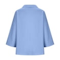 thumbnail image 4 of Loose Fit Women's 3/4 Sleeve Tops Collared V-Neck Solid Blouses Soft Breathable Clothes Perfect Shirts for Daily Office and Home Wear, 4 of 5