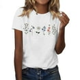 thumbnail image 2 of YVNAURA Women's Vintage Floral Graphic T Shirt Oversized Boho Flower Tee Loose Fit Crew Neck Short Sleeve Wildflower Top Casual Summer Fall Shirt, White,L, 2 of 5
