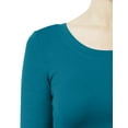 thumbnail image 4 of J. METHOD Women's Long Sleeve Scoop Neck Crop Top Solid Basic Casual Cropped T Shirts NEWT19 Turquoise M, 4 of 6