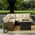 thumbnail image 4 of Afuera Living 4-Piece Wicker / Rattan Fire Pit Sectional Set in Sand/Brown, 4 of 8
