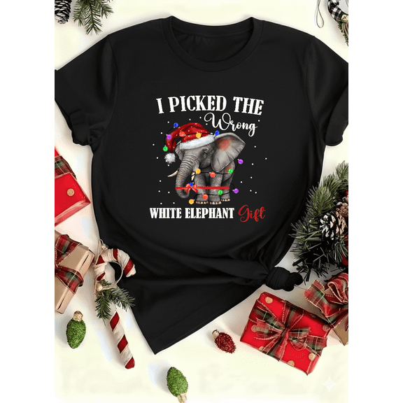Wrapped Elephant Gag Funny White Elephant Holiday Humor Unisex T-Shirt V13870 up to size 5XL