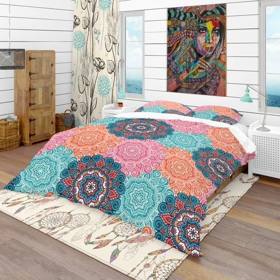 Designart 'Vintage Arabic Decorative Elements' Bohemian & Eclectic Duvet Cover Set