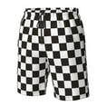 thumbnail image 5 of Kdxio Black and White Checkerboard Pattern Mens Casual Shorts - Drawstring Summer Beach Sports Shorts for Men, 5 of 9