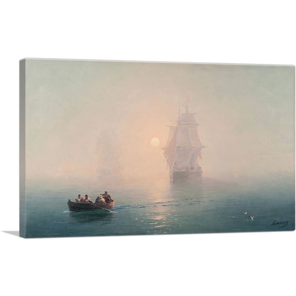 ARTCANVAS Naval Ship Canvas Art Print by Ivan Aivazovsky - Size: 18" x 12" (1.50" Deep)