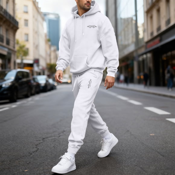 Ceisia Men's Loose Fit Hooded Sweatshirt & Jogger Pants Set | Casual Warm Two-Piece Tracksuit Gifts