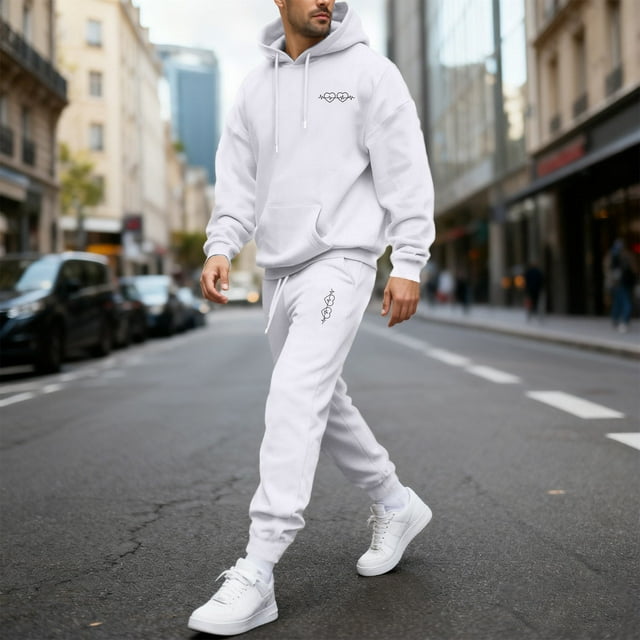 Ceisia Men's Loose Fit Hooded Sweatshirt & Jogger Pants Set | Casual Warm Two-Piece Tracksuit Gifts